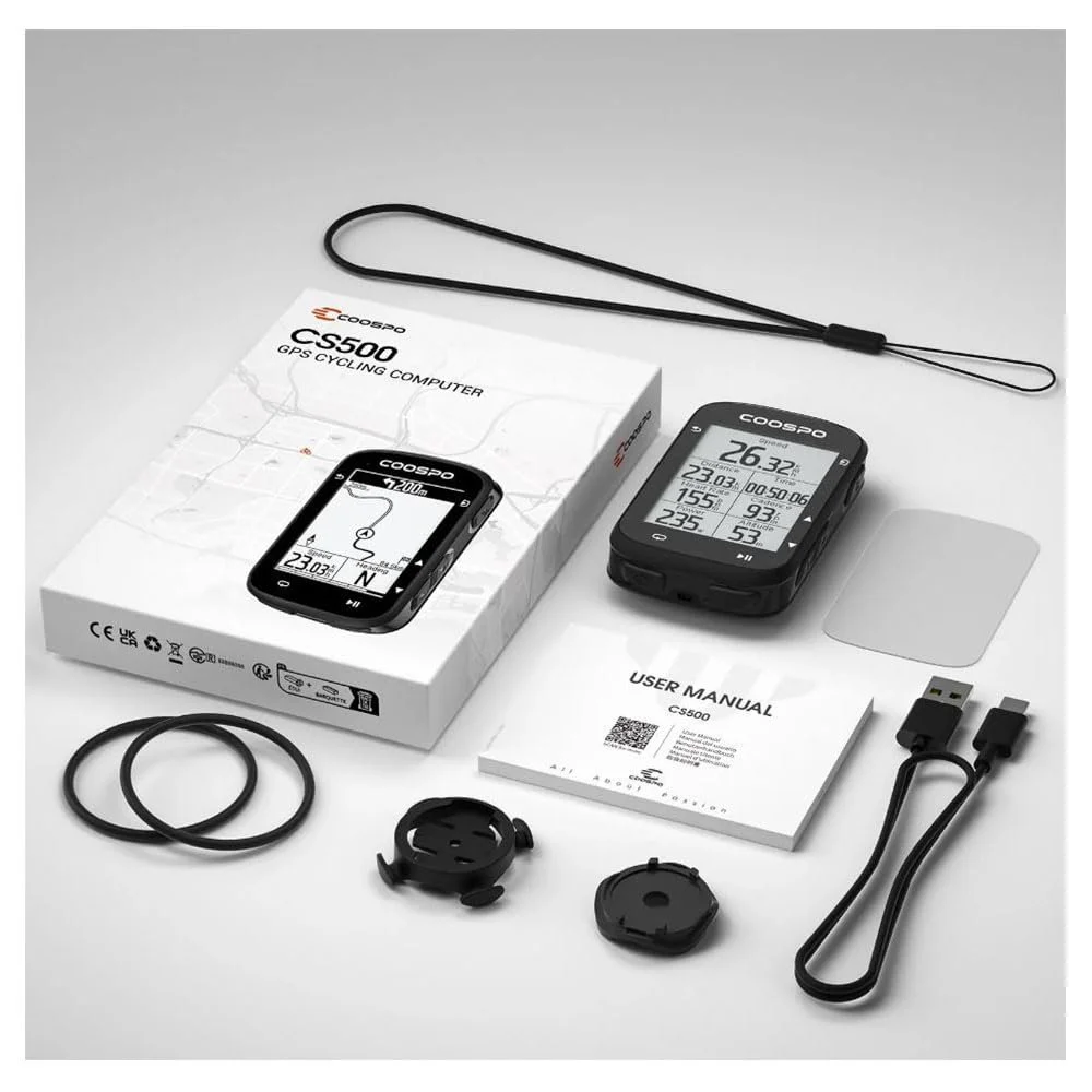 Велокомпьютер COOSPO CS500 GPS Real Road LCD 2.5" 45 часов IPX7 BLE5.0 ANT+, фото №2