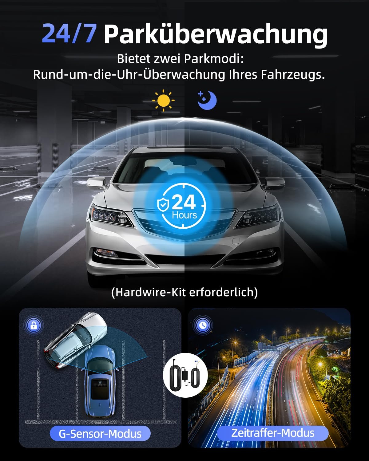 Відеореєстратор CIEVIE 4K, 1.5" IPS дисплей, 5G WiFi, карта 64GB, поворот на 360, фото №6