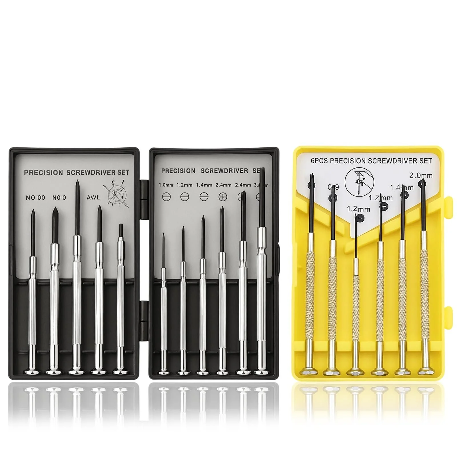 Набір прецизійних викруток 17 предметів 11 чорних + 6 жовтих, фото №1