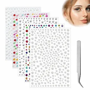 Самоклеючі блискучі камені для обличчя Діаманти для рукоділля 1 пінцет, прикраси та святкові аксесуари - Фото 1