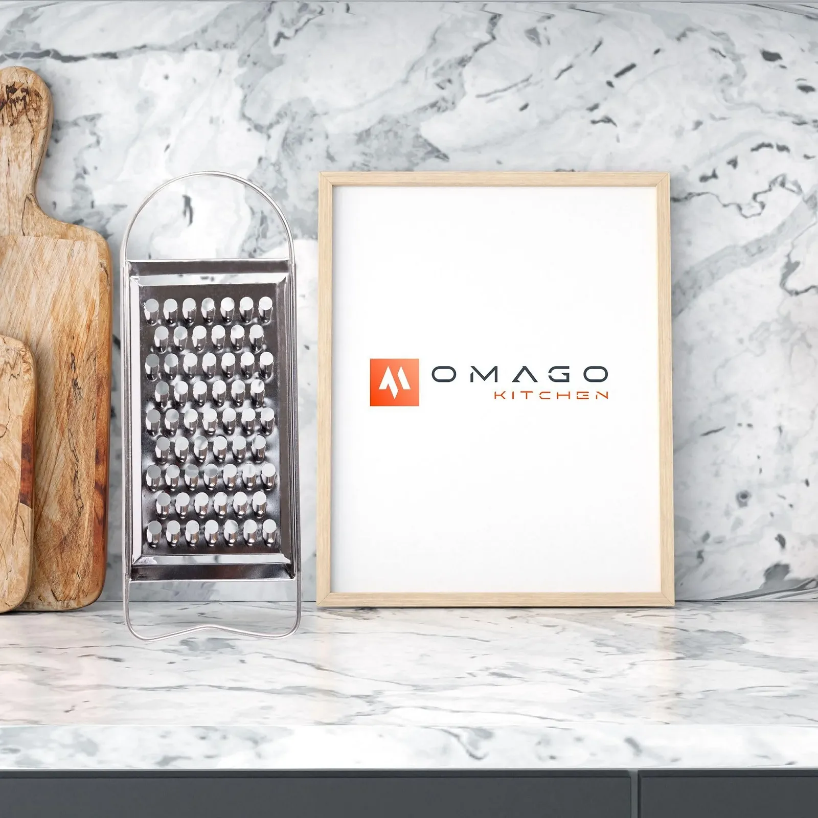 Терка OMAGO Stahl-K",u00fcchen-Tartte для овочів та сиру, нержавіюча сталь, плоска ручка, срібна, фото №4