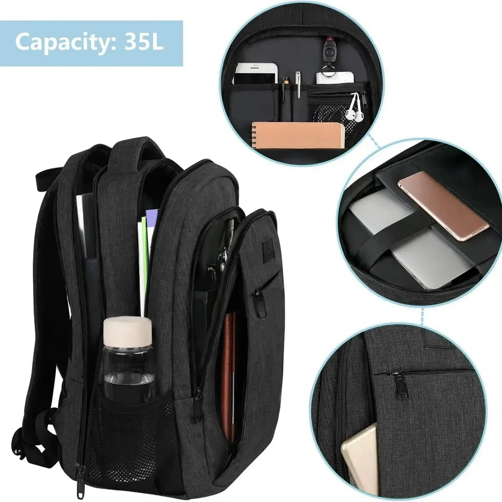 Рюкзак MATEIN 17.3 Inch USB Charging Port Anti Theft Black, фото №4 Рюкзак MATEIN 17.3 Inch USB Charging Port Anti Theft Black, фото №4