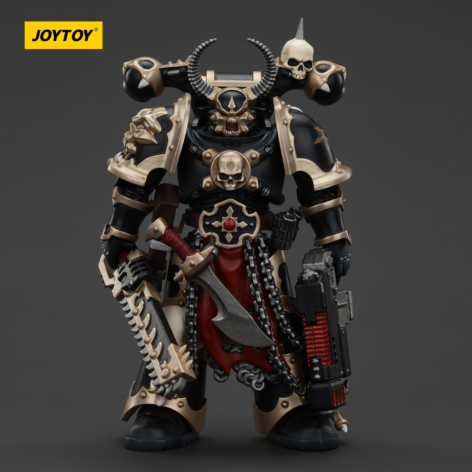 Фигурка JOYTOY Warhammer 40k Космические Десантники Хаоса Черный Легион Избранный с комби-мелтой и цепным мечом 1/18, фото №3