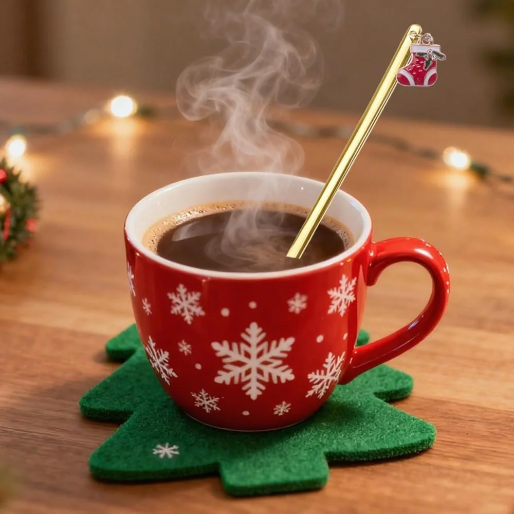 Ложка YunBey Christmas, набір 6 штук, золотиста нержавіюча сталь, фото №3