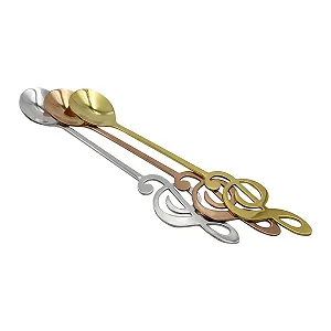 Набор из 6 кофейных ложек, кофейная чайная ложка из нержавеющей стали, десертная ложка с музыкальными нотами для смешивания synthetic.ua - Фото 1