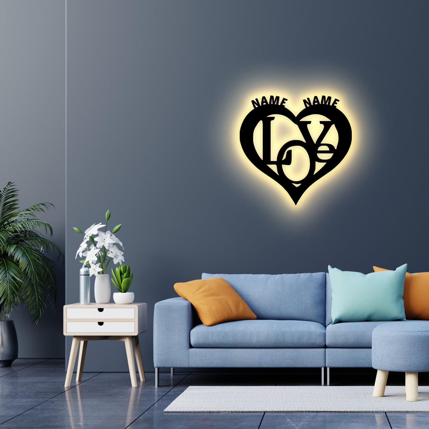 Светильник декоративный Лампа ночная LED Love Heart с персонализацией с именем, фото №2