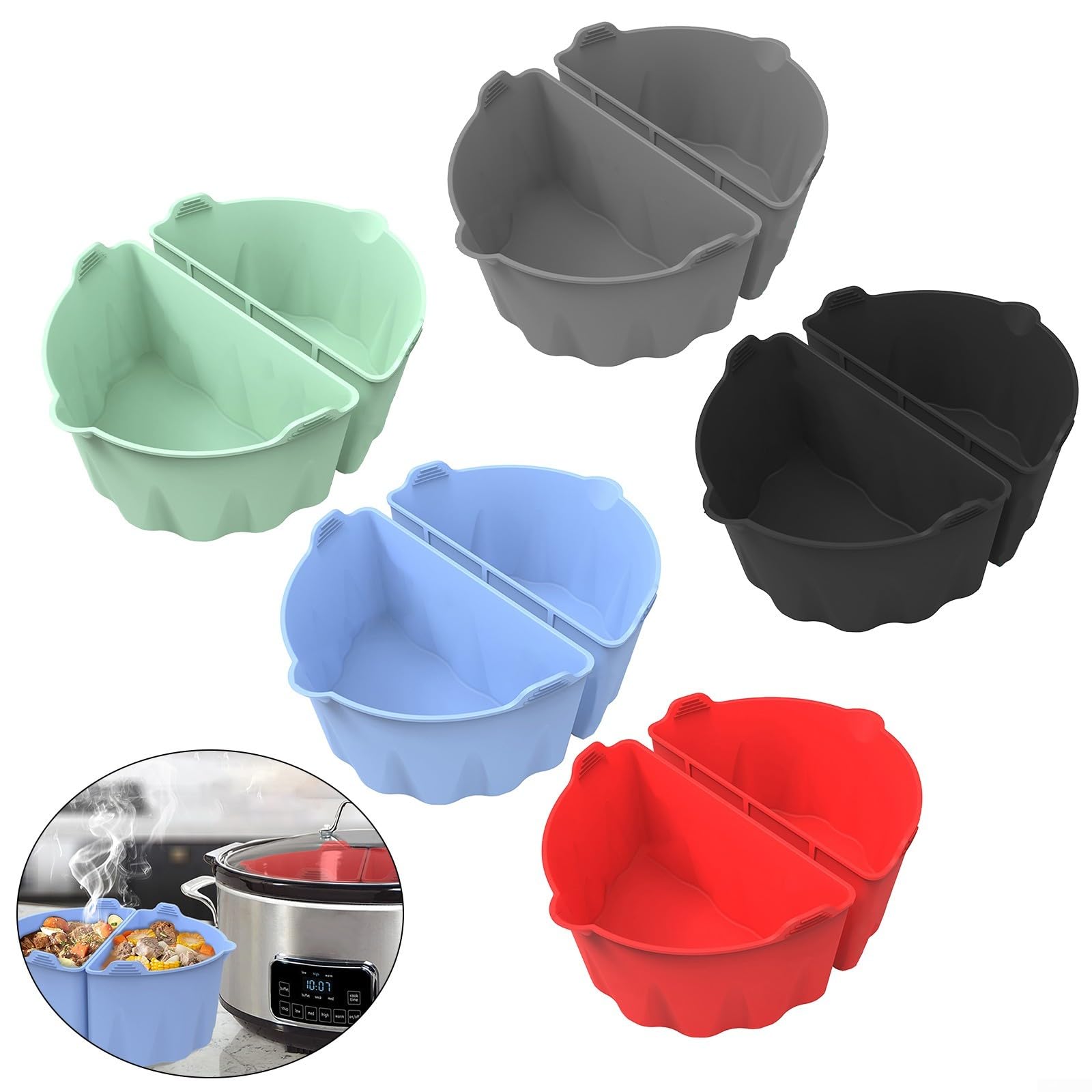 Разделитель BPA Free Silicone Reusable Divider Liner для мультиварки 67QT голубой, фото №7
