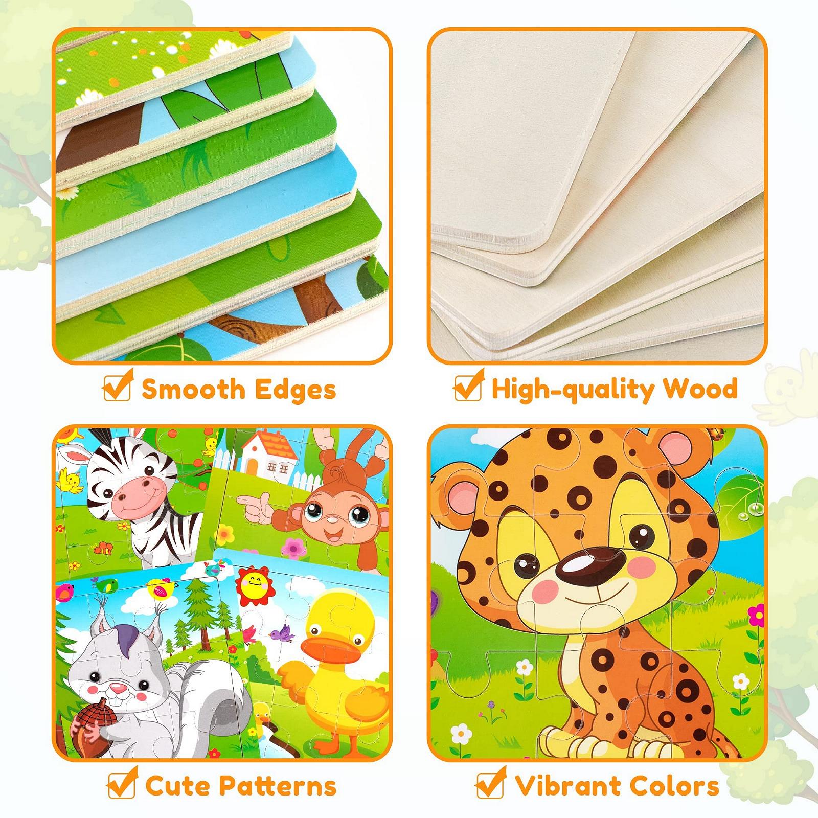 Дерев'яний пазл SYNARRY Тварини 6 x 9 елементів для дітей 2-3 роки, фото №4