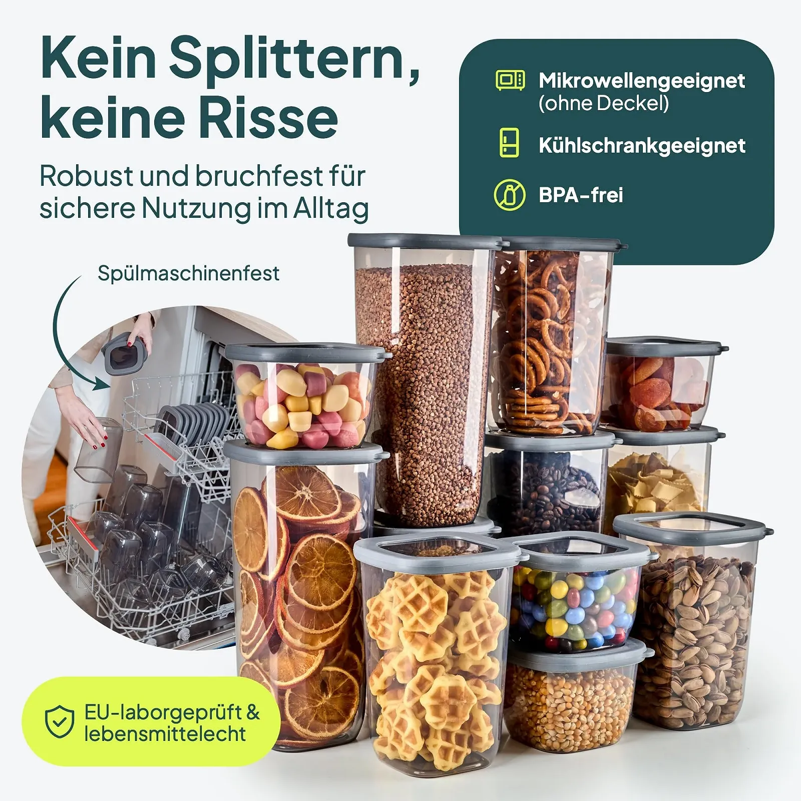 Набір ємностей для зберігання uandu 12 шт з етикетками Airtight BPA Free, фото №4 Набір ємностей для зберігання uandu 12 шт з етикетками Airtight BPA Free, фото №4