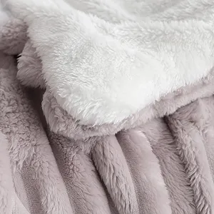 Плед Пухнастий Теплий Зимовий Ідеально підходить як Плед на диван і ліжко Taupe Geometry 200 x 230 см synthetic.ua - Фото 1