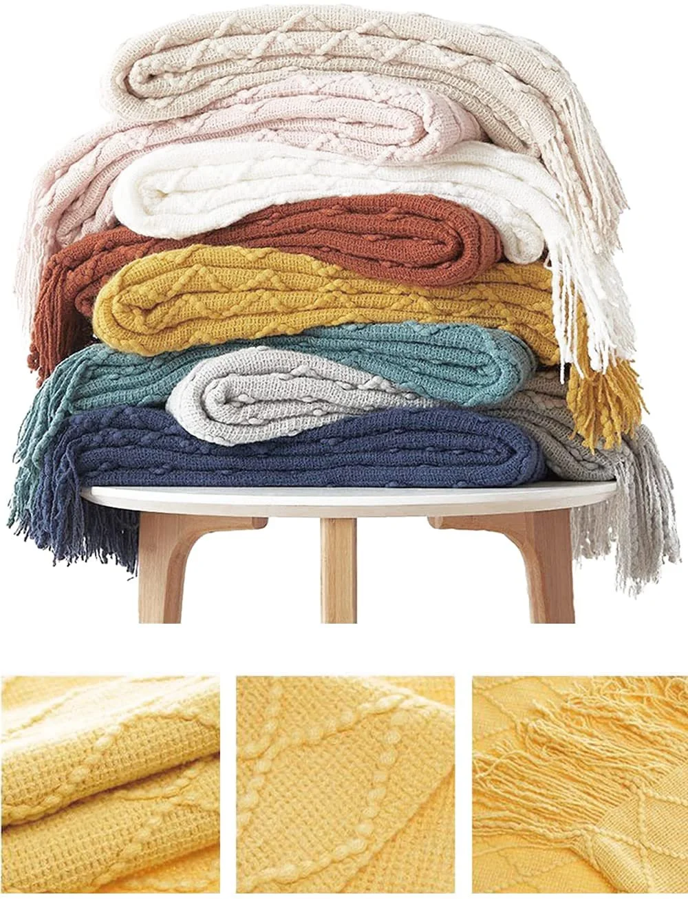 Покрывало Blausky Однотонное Вязаное Озеро Голубой, фото №6 Покрывало Blausky Однотонное Вязаное Озеро Голубой, фото №6