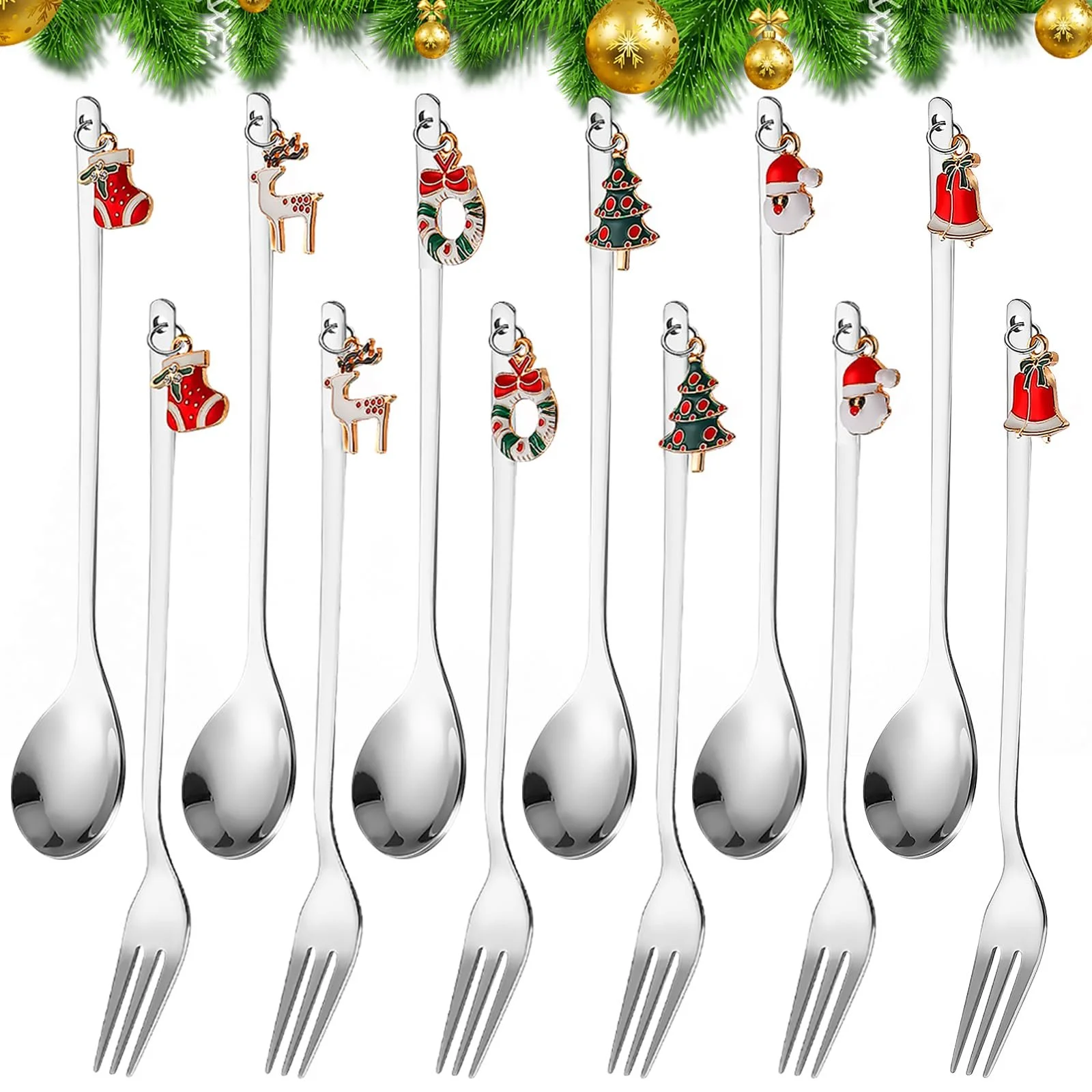 Набор рождественской посуды, 12 предметов, фото №1