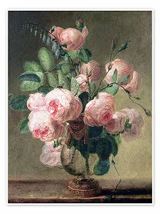 Постер Pierre Joseph Redouté Vase with Flowers 70 x 90 см зеленый. - Фото 1