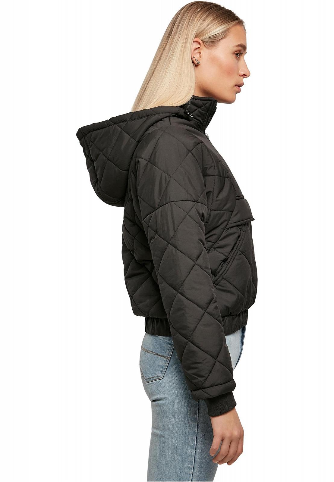 Ветровка Urban Classics Женская Зимняя Куртка на Молнии Капюшон Отделка Клетчатый стеганый узор, фото №2 Ветровка Urban Classics Женская Зимняя Куртка на Молнии Капюшон Отделка Клетчатый стеганый узор, фото №2