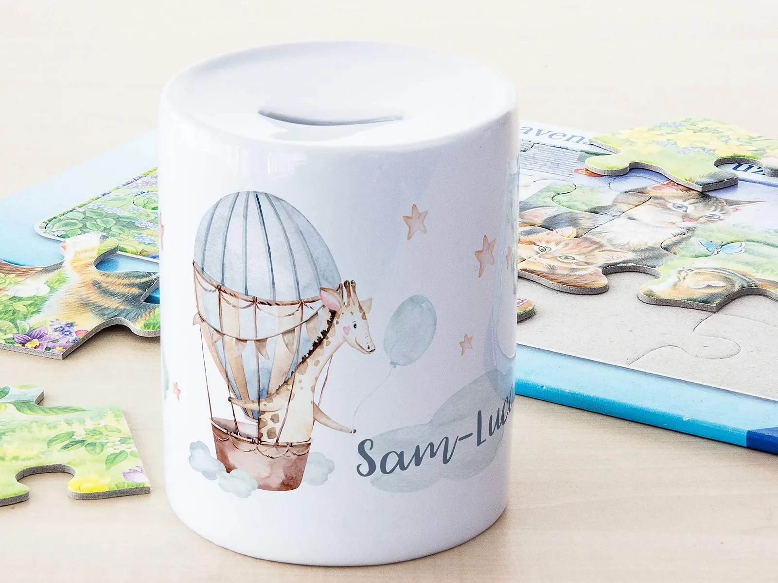 Скарбничка дитяча GRAZDesign Жираф із повітряною кулею Персоналізована, фото №4