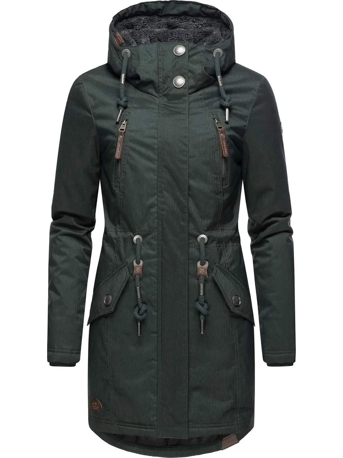 Жіноче зимове пальто Ragwear Elsie Melange, утеплене, парка, довге, водонепроникне з капюшоном, фото №4