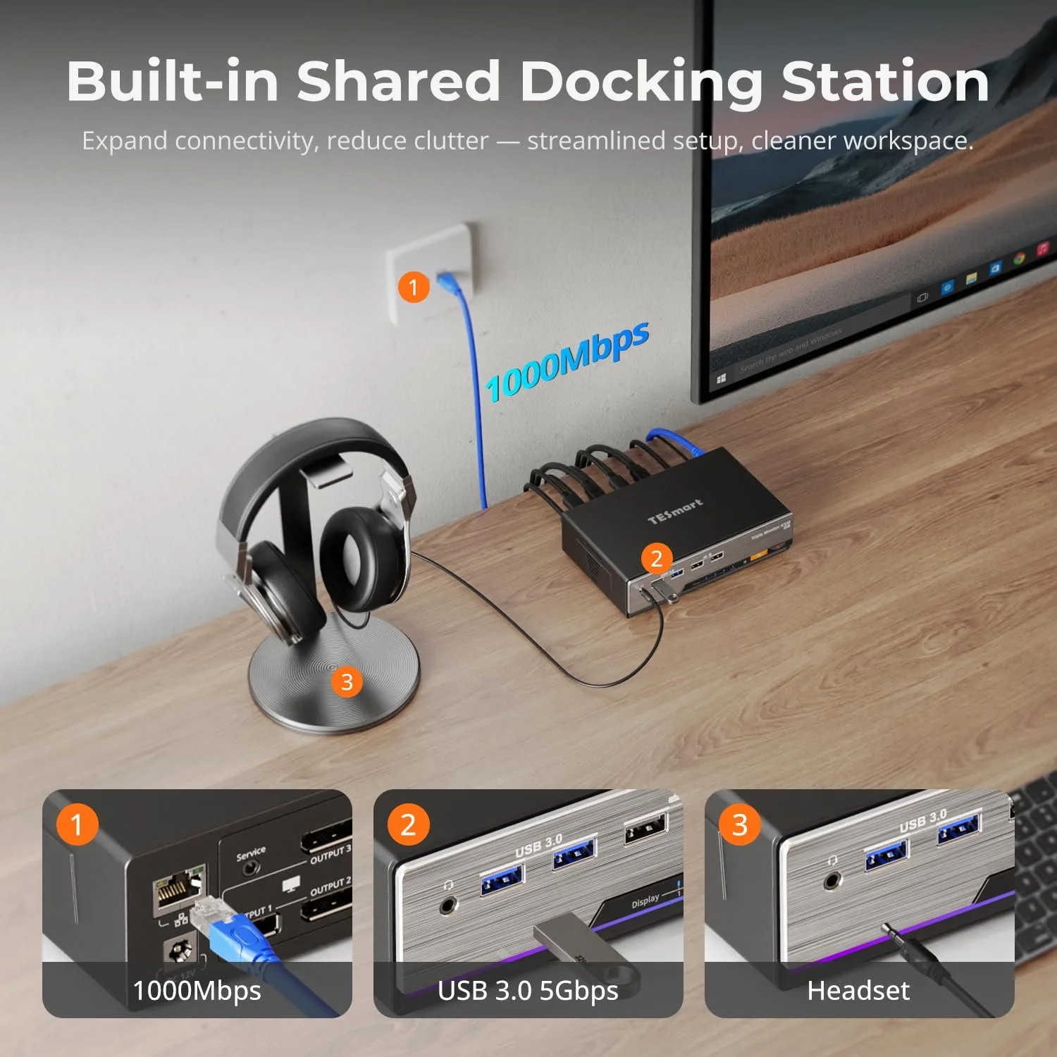 KVM-переключатель TESmart Triple Monitor (HKS203-P23) 8K 60 Гц, фото №4