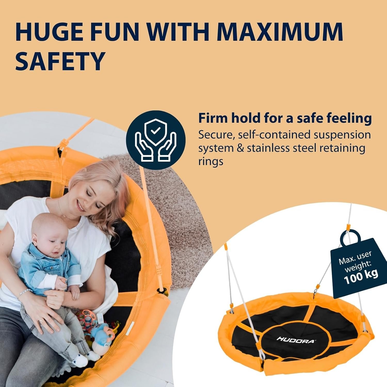 Гойдалка-гніздо Hudora Nest Swing 110 (‎72183) Orange, фото №3
