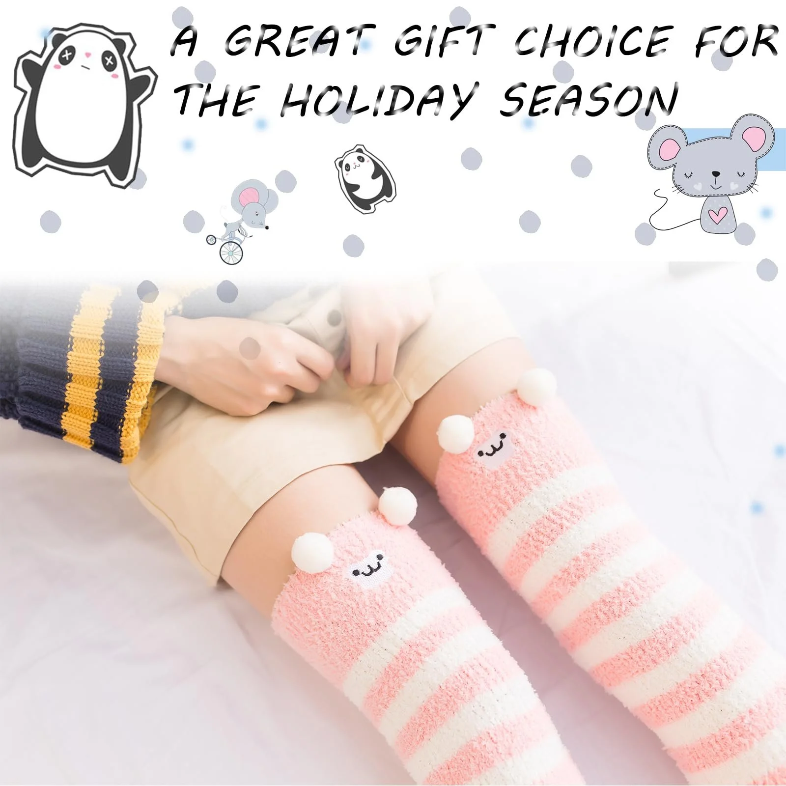 Пара жіночих довгих шкарпеток, М’які шкарпетки One Size, фото №3