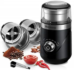 Купить Электрическая кофемолка Homtone с таймером, регулируемым уровнем помола, двумя съемными контейнерами из нержавеющей стали 70 г, тихая 63 дБ - Фото 1 Электрическая кофемолка Homtone с таймером, регулируемым уровнем помола, двумя съемными контейнерами из нержавеющей стали 70 г, тихая 63 дБ - Фото 1
