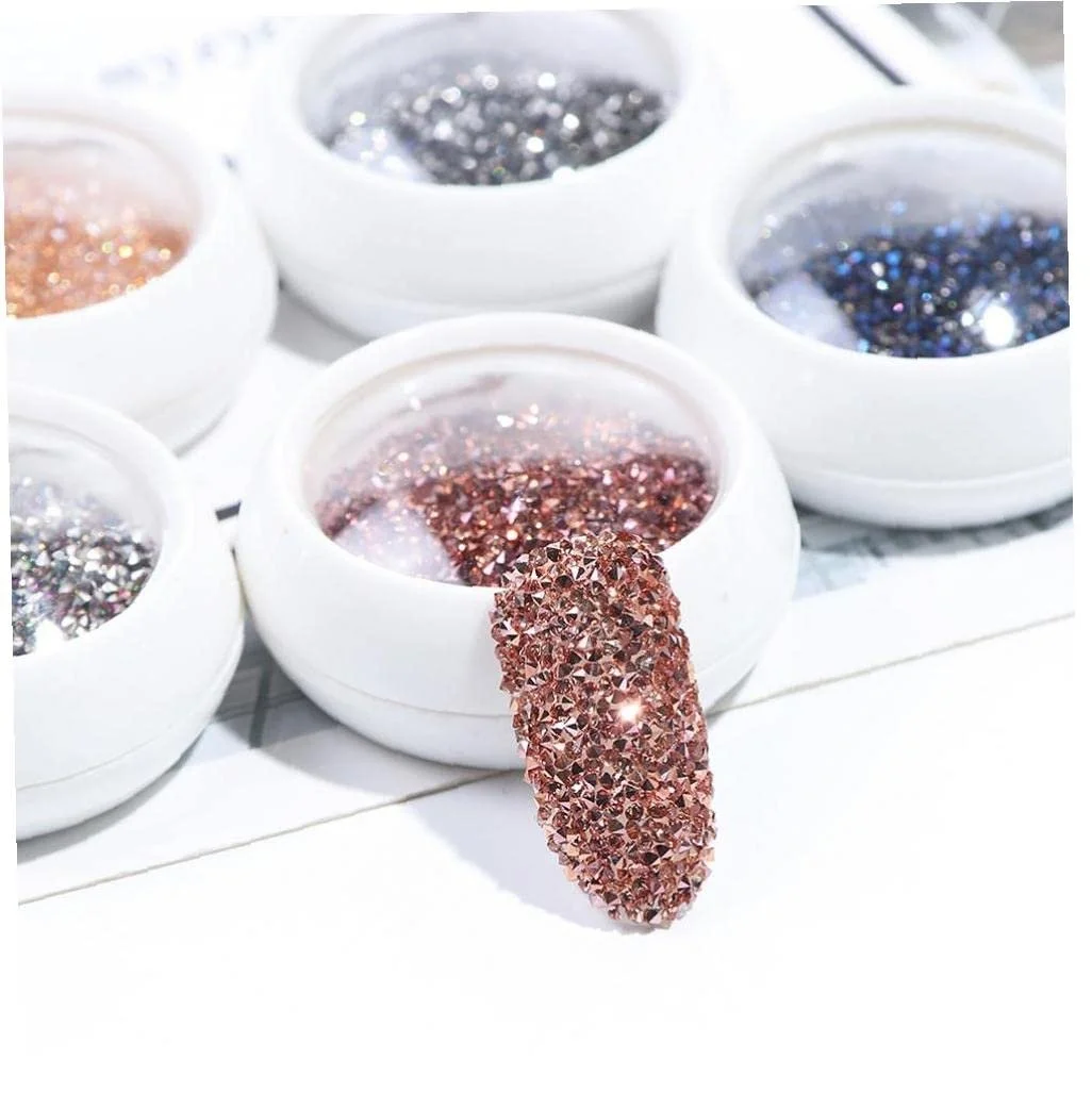 Стразы для ногтей Кристалл Циркон Блестки Мини-бусины для дизайна ногтей 1.2 мм Розовый, фото №6