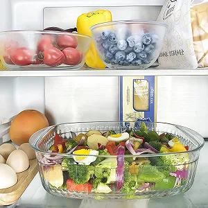 Форма для запекания CGNWEEPS 3.2QT глубокая 10.5 x 7 x 4.3 дюйма прямоугольная боросиликатное стекло вертикальные полосы synthetic.ua - Фото 1