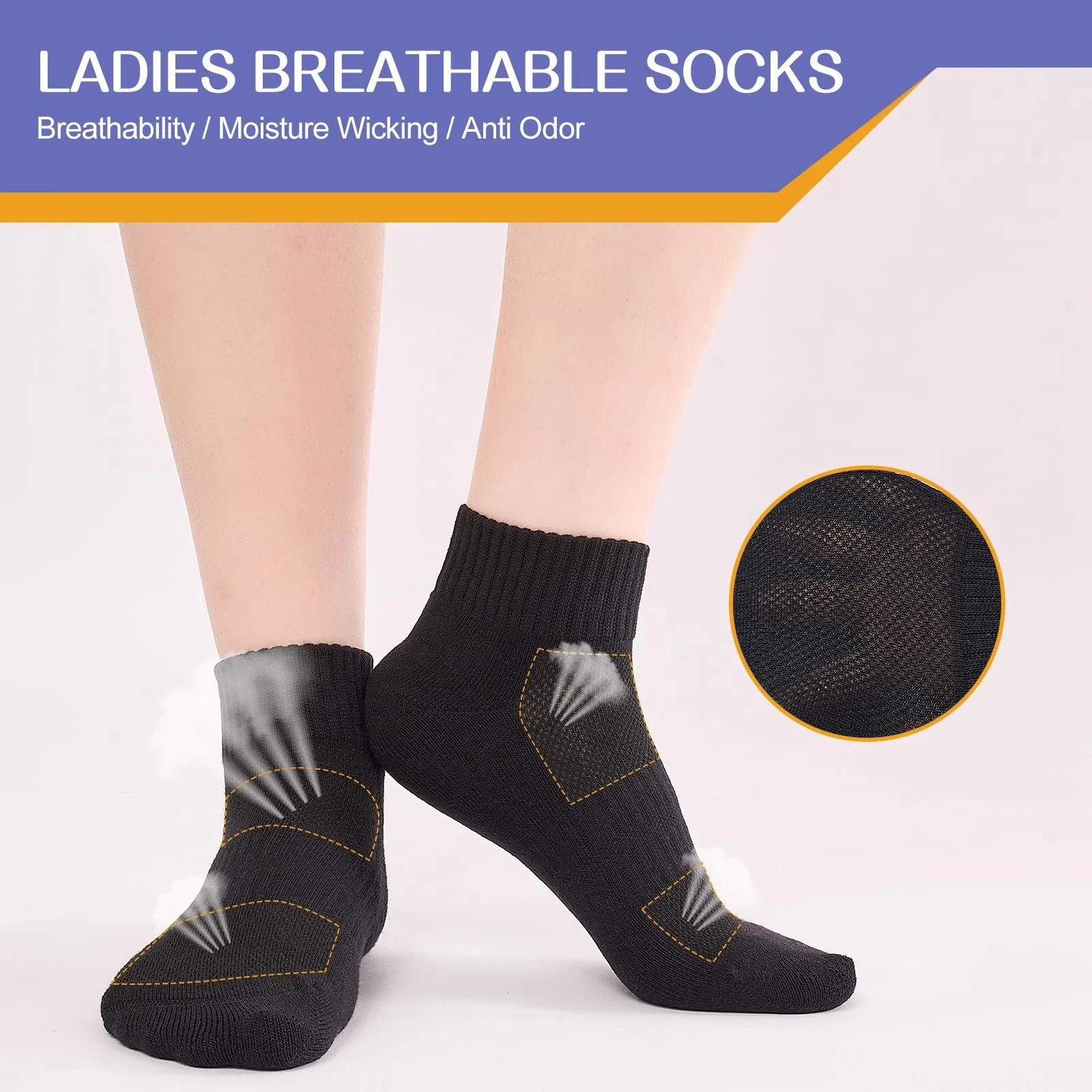 Шкарпетки спортивні жіночі для бігу, потовщені, 4 пари, фото №4