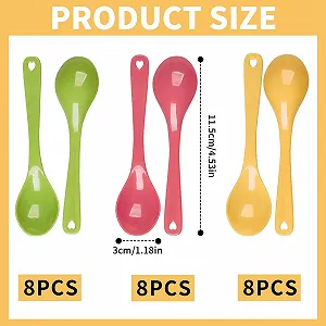 Набор из 24 ложек для яиц, разноцветные ложки для йогурта, маленькие ложки из PP материала, с отверстием для подвешивания, легко моются, подходят для десертов, напитков synthetic.ua - Фото 1