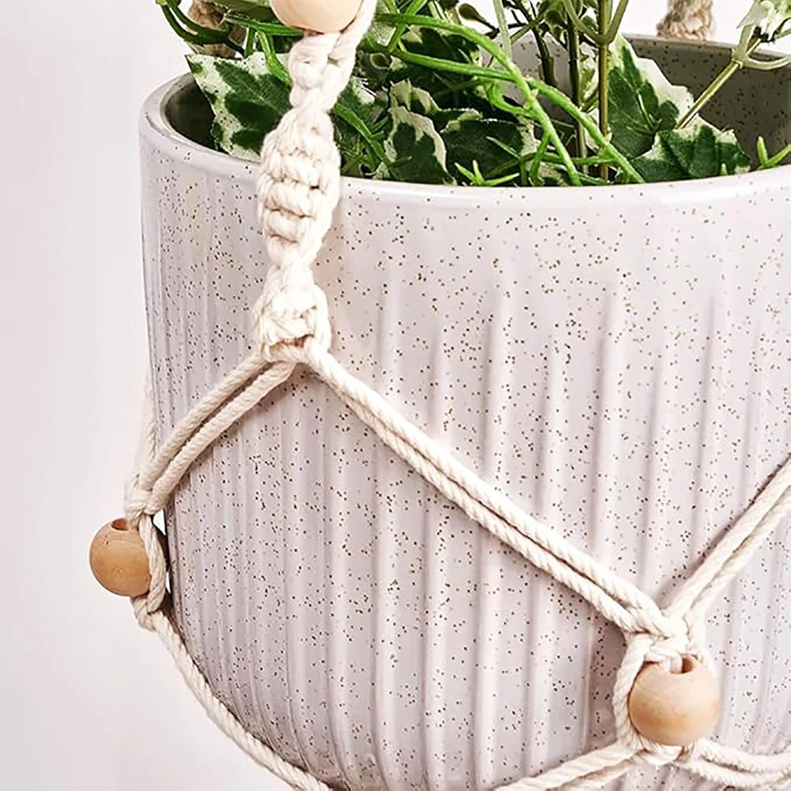 Подвесная корзина Macrame Cotton Boho Set of 2 Color-A, фото №4 Подвесная корзина Macrame Cotton Boho Set of 2 Color-A, фото №4