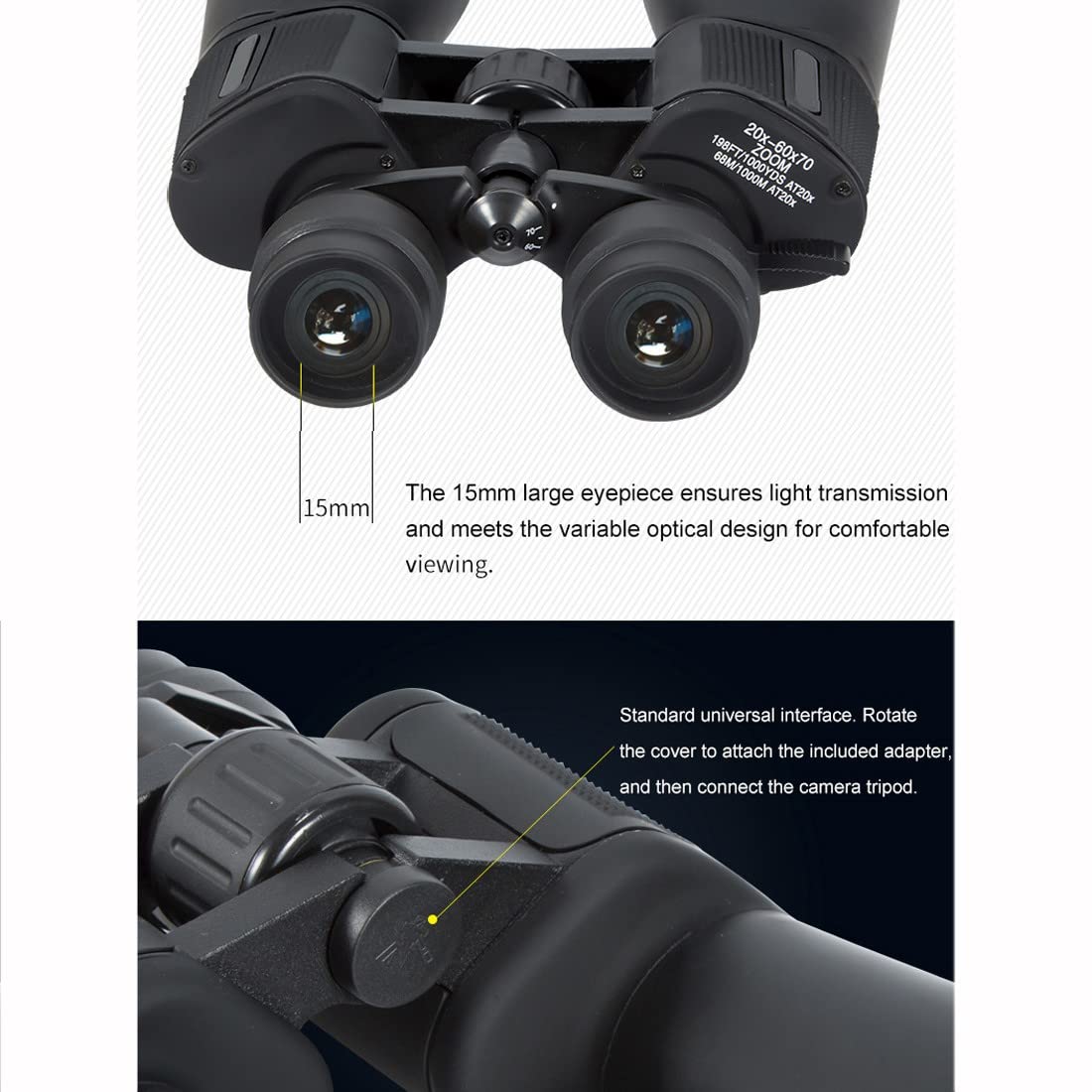 Бінокль QHYTL Компактний Потужний Бінокль 20-60x70, фото №7 Бінокль QHYTL Компактний Потужний Бінокль 20-60x70, фото №7