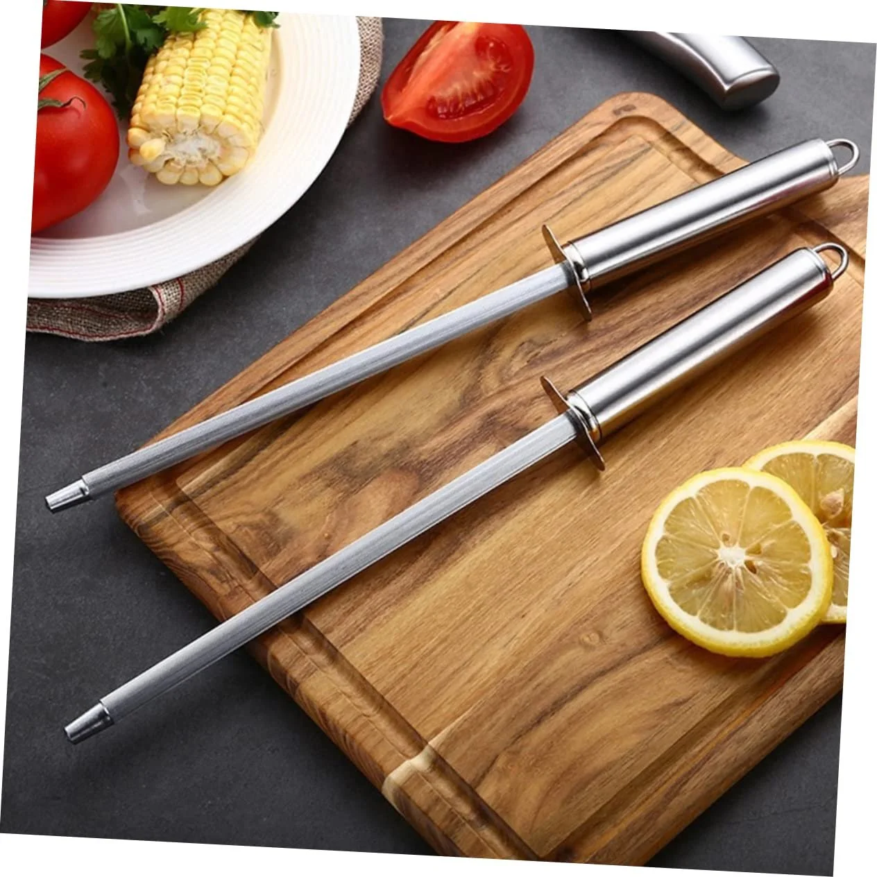 Мусат Ciieeo 2 штуки нержавіюча сталь ручний заточувальний стержень для різних типів ножів, фото №2