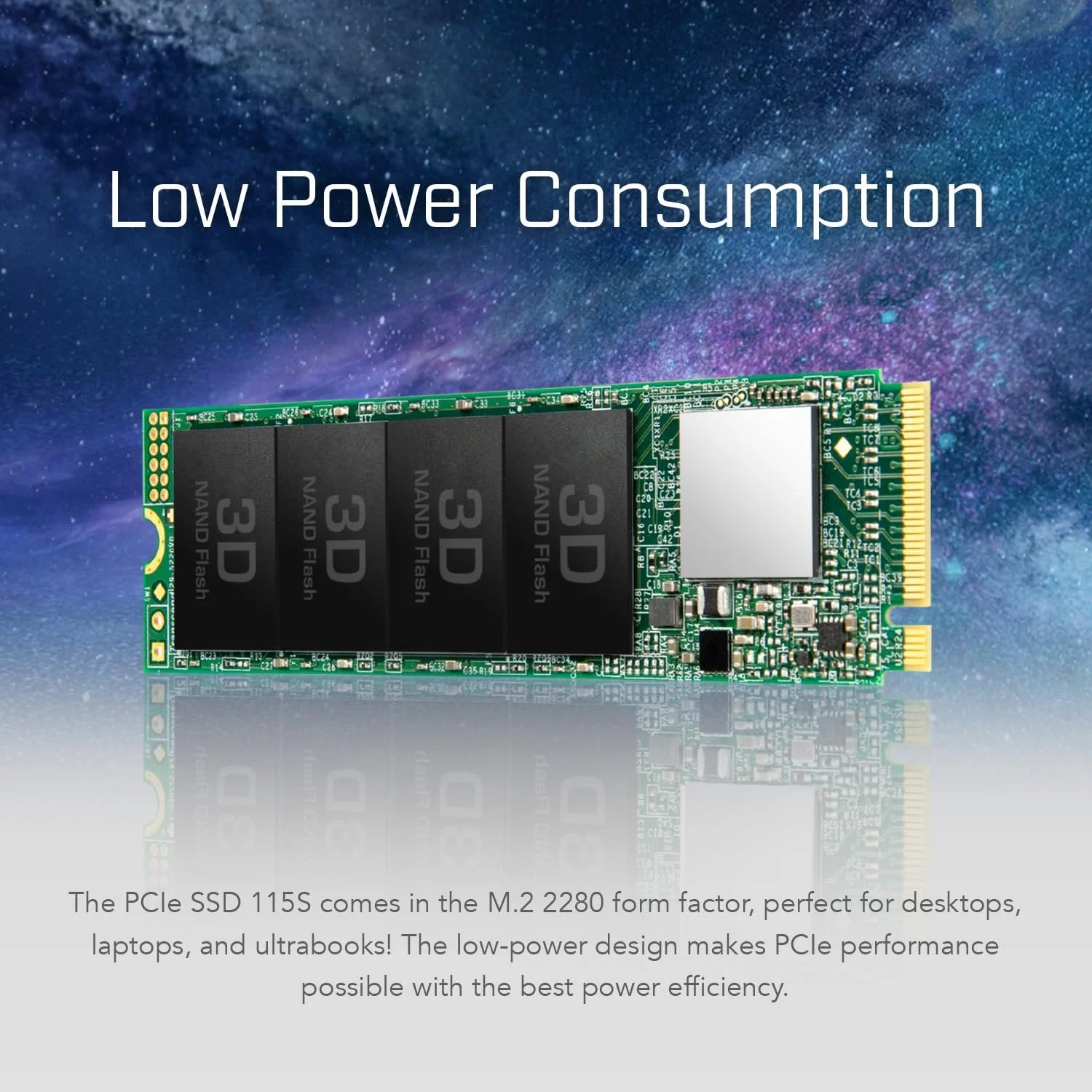 Внутренний SSD Transcend MTE115S 1 ТБ M.2 2280 NVMe PCIe Gen3x4 3D NAND DRAM-Less, фото №4 Внутренний SSD Transcend MTE115S 1 ТБ M.2 2280 NVMe PCIe Gen3x4 3D NAND DRAM-Less, фото №4