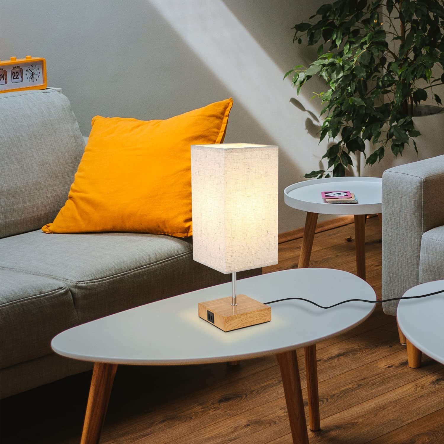 Настільна лампа Набір 2 шт Димерна USB Сенсорна E27 Тканинний абажур Ретро, фото №9