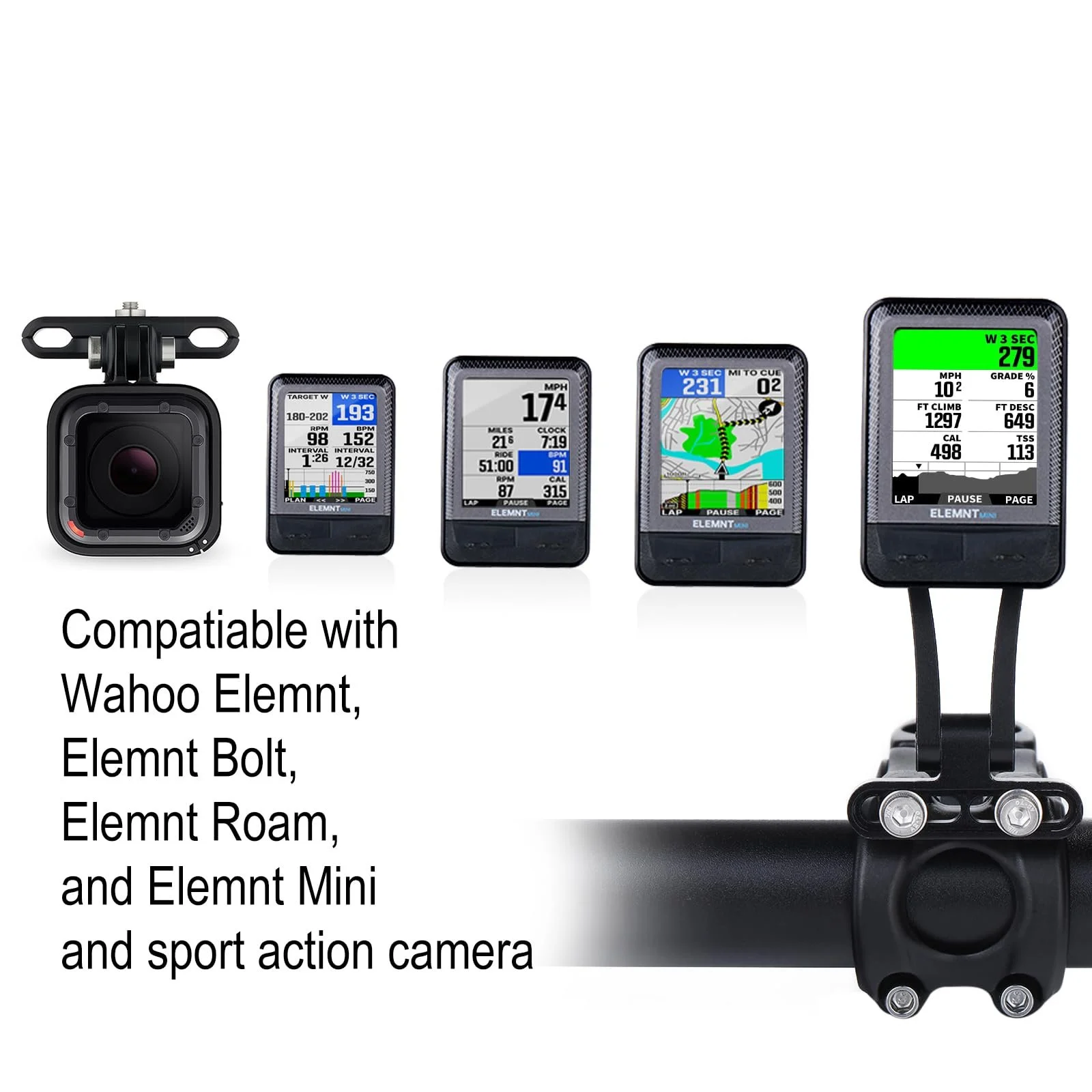 Кріплення для велокомп'ютера Wahoo Adjustable Elemnt Bolt Roam Mini, фото №5