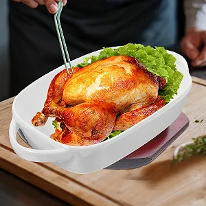 Форма для випікання GALPADA Керамічна з двома ручками Прямокутна Термостійка для духовки synthetic.ua - Фото 1