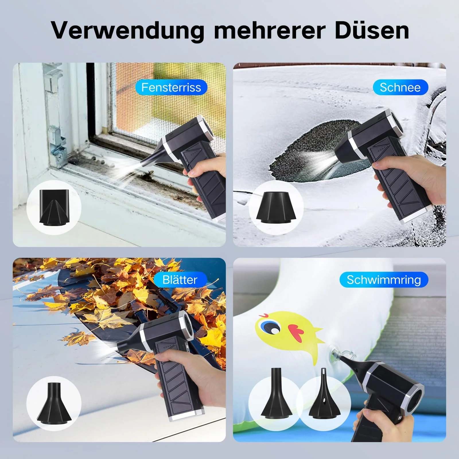 Електричний очищувач стисненим повітрям 3 швидкості 150 000 RPM 5 насадок 6000 mAh, фото №4