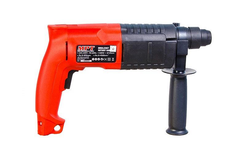 Перфоратор MPT SDS-PLUS 20 мм 500 Вт 850 об/хв 4500 уд/хв 1.5 Дж 2 режими аксесуари 3 шт кейс MRHL2007, фото №4