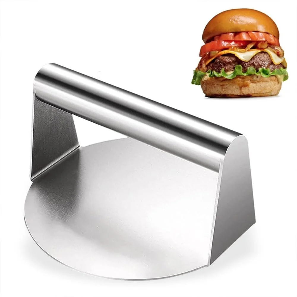 Пресс для бургеров 304 Stainless Steel 5.5 дюйма круглый для выжимания жира пищевой можно мыть в посудомоечной машине, фото №1