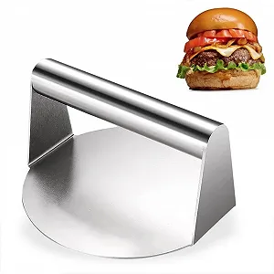 Пресс для бургеров 304 Stainless Steel 5.5 дюйма круглый для выжимания жира пищевой можно мыть в посудомоечной машине - Фото 1