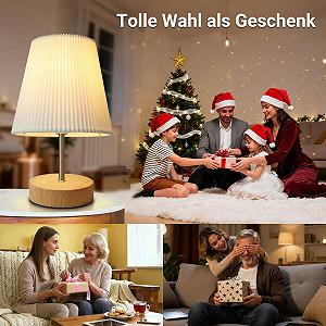 Настільна лампа приліжкова сенсорна регульована з тканинним абажуром 3D Minimalist Світле дерево synthetic.ua - Фото 1