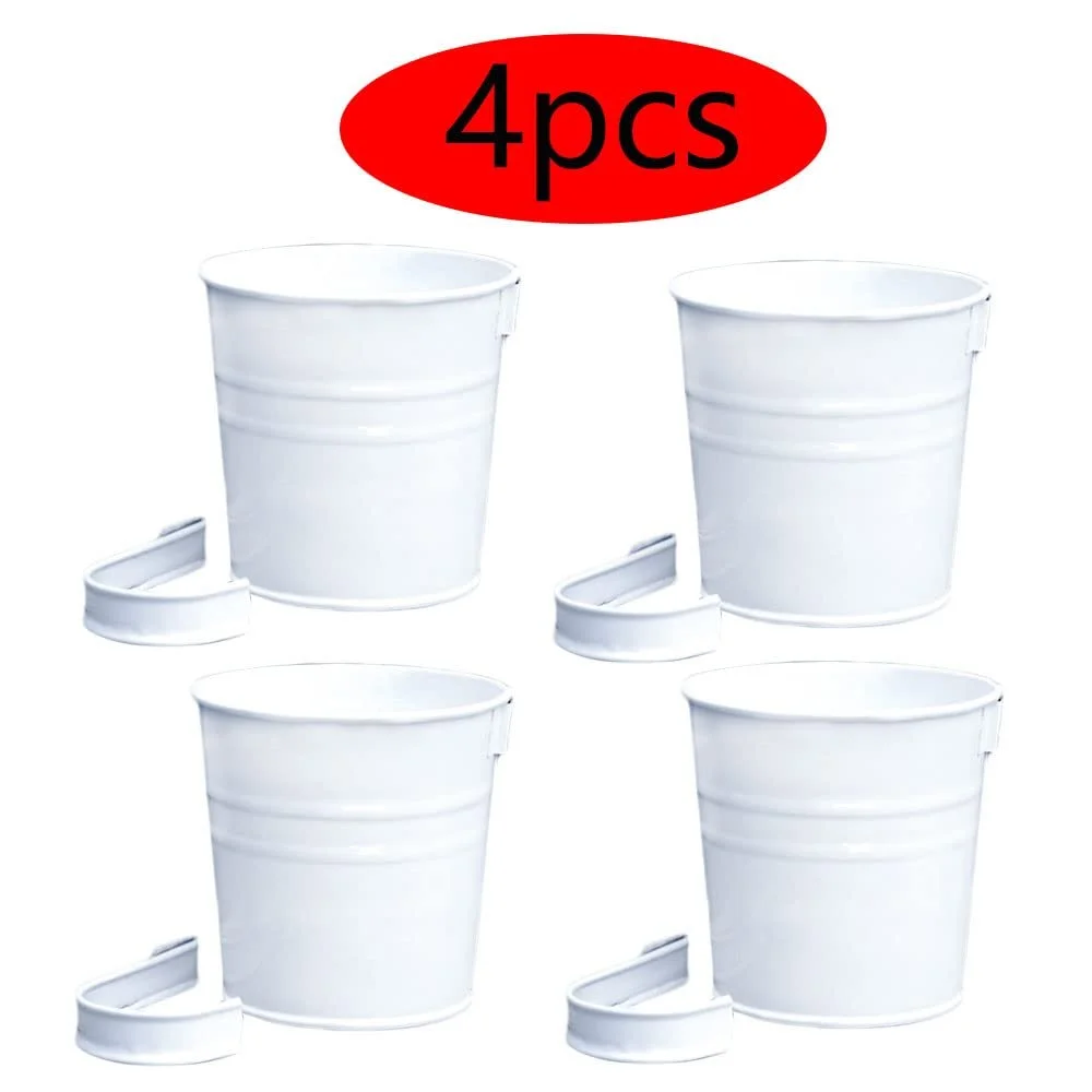 Підвісні вазони Набір з 4 шт. Металеві зі знімними гачками та дренажним отвором Білі, фото №2 Підвісні вазони Набір з 4 шт. Металеві зі знімними гачками та дренажним отвором Білі, фото №2