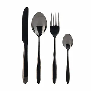 Набір столових приборів Well Home 24 предмети нержавіюча сталь з чорним покриттям - Фото 1