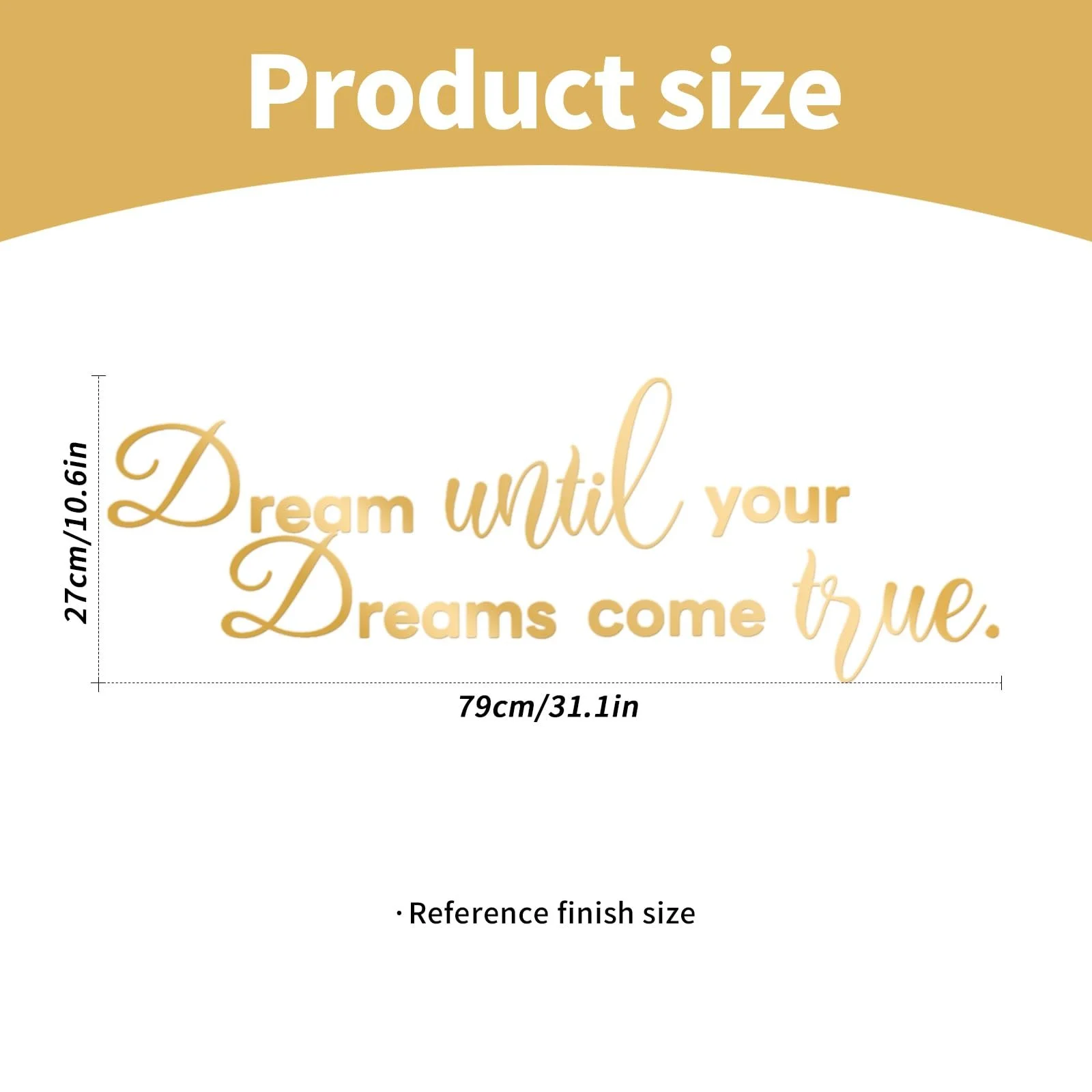 Дзеркальна наклейка на стіну Dream Until Your Dreams Come True акрилова мотиваційна 79 x 27 см, фото №6