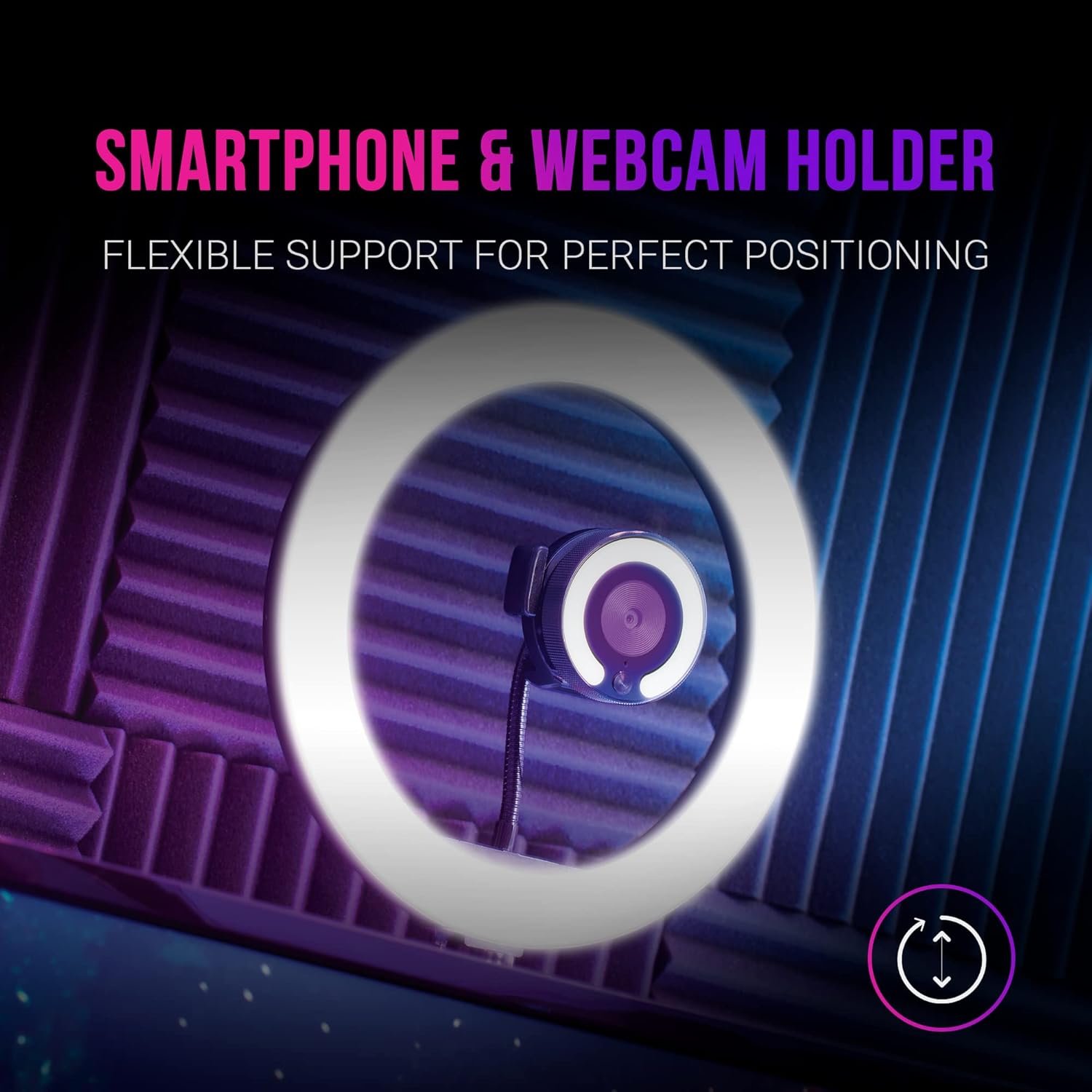 Кільцева LED лампа зі штативом Mars Gaming MGRING 10.2" Чорна, фото №4