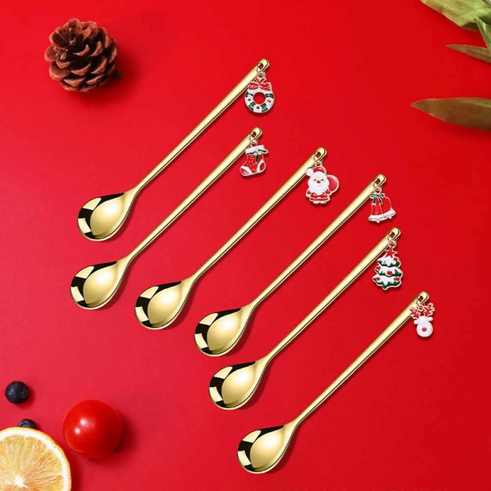 Набір столового посуду Ложка для змішування кави Різдвяна 6 предметів, фото №3