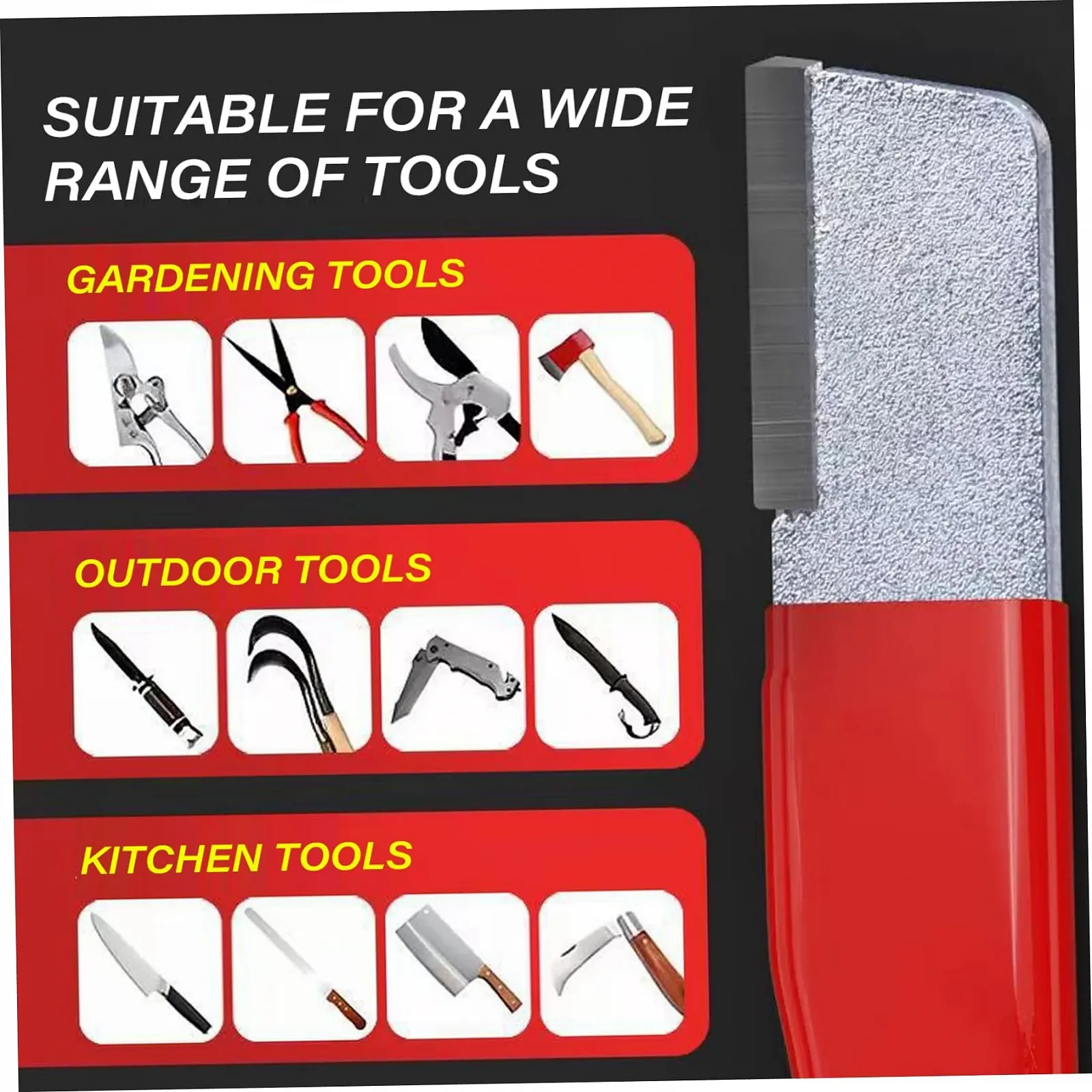 Точило для садових інструментів переносна з нековзною ручкою та захисним ковпачком 2 штуки, фото №3