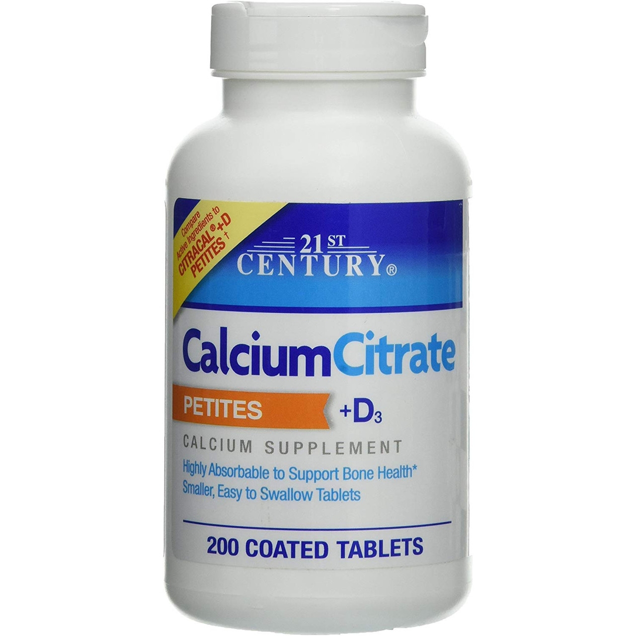 21st Century кальций цитрат витамин Д3 Calcium Citrate Petites D3 200 Coated Tablets, фото №1