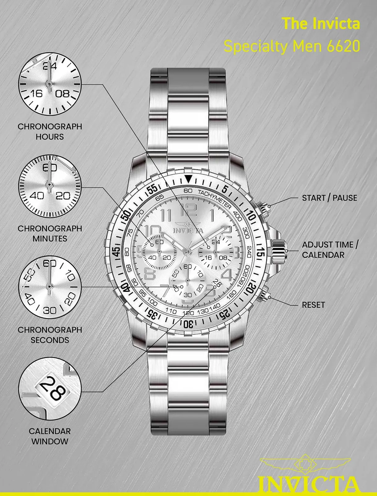 Годинник кварцовий чоловічий Invicta Specialty Edelstahl 45 мм, фото №4