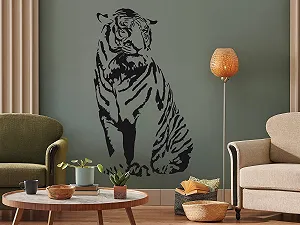 Наклейка на стіну GRAZDesign Africa Sitting Tiger 68 x 40 см 070 Чорна synthetic.ua - Фото 1