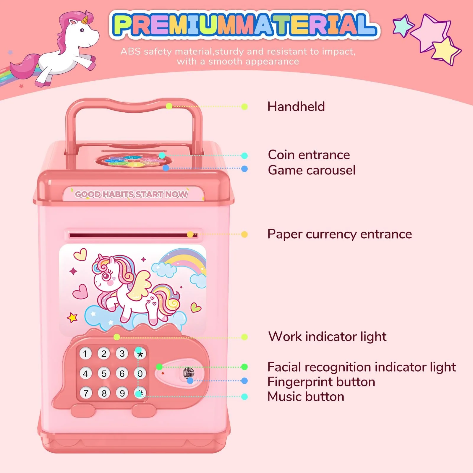 Скарбничка TCJJ Єдиноріг Сейф Пароль та відбиток пальця, фото №3